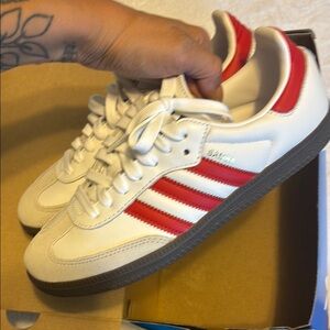 Adidas Samba White and Red Shoes